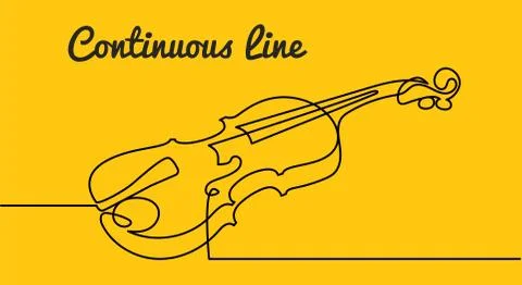 Continuous line drawing of three-quarter violin vector. Musical instrument Illustrazione stock
