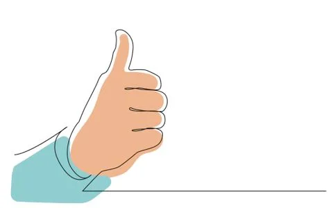Continuous line drawing of thumb up hand gesture Stock Illustration