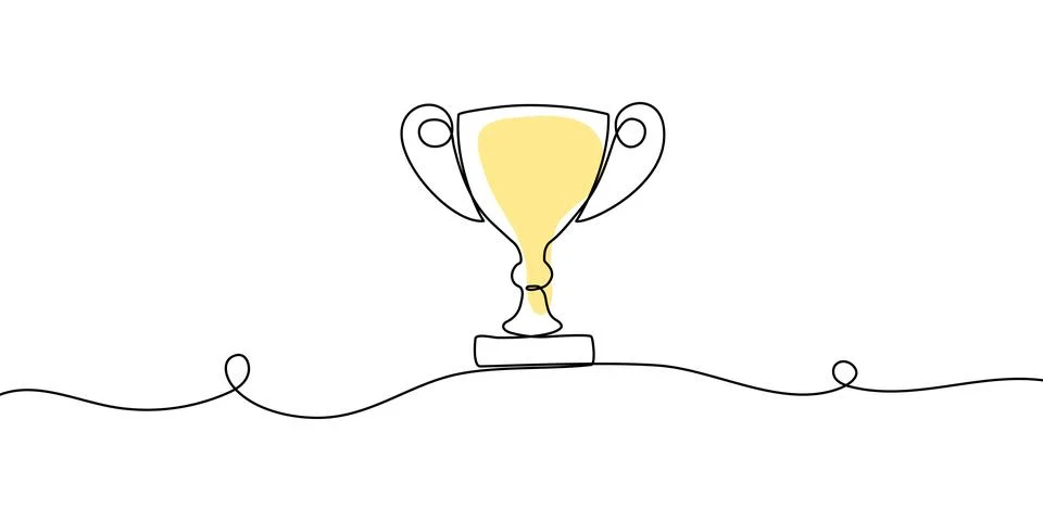 Continuous line drawing of trophy award. Winner illustration in minimalist Stock Illustration