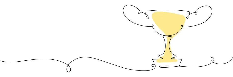 Continuous line drawing of trophy award. Minimalist one-line art illustration Stock Illustration