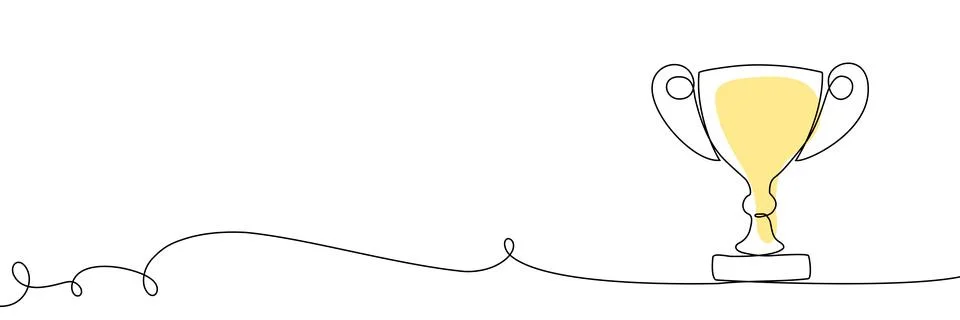 Continuous line drawing of trophy award. Winner illustration in minimalist Ilustración de archivo