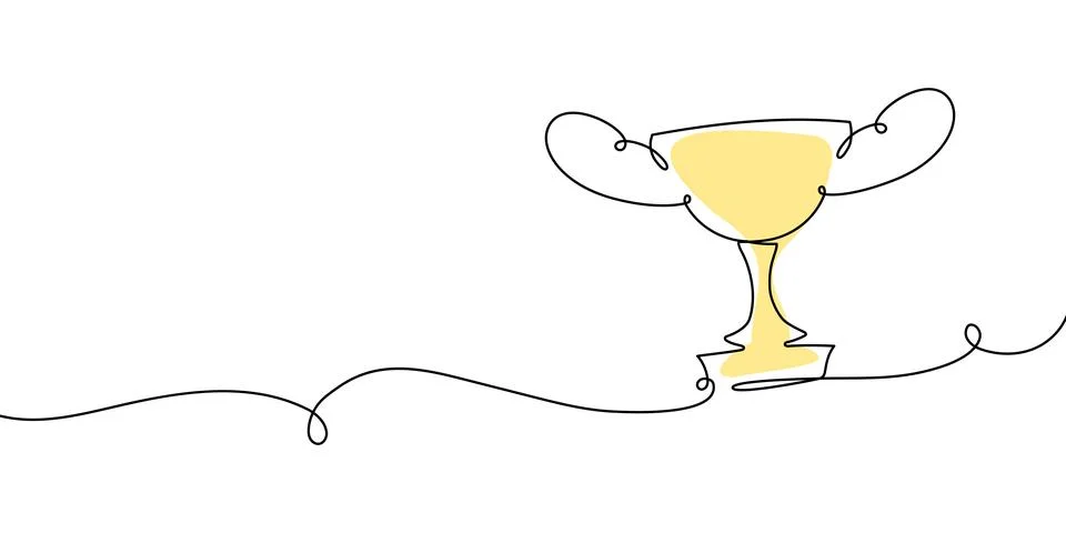 Continuous line drawing of trophy award. Winner cup illustration in minimalist Illustrazione stock