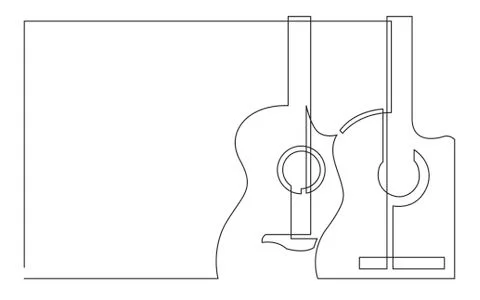 Continuous line drawing of two classical acoustic guitars Stock Illustration