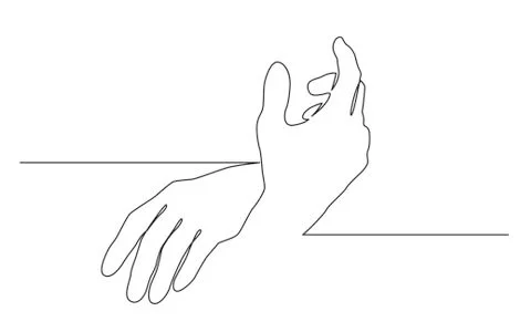 Continuous line drawing of two hands touching each other 스톡 일러스트