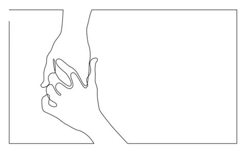 Continuous line drawing of two hands touching each other 스톡 일러스트