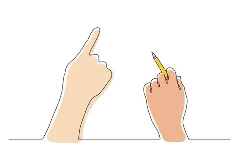 Continuous line drawing of two hands pointing at copy space Stock Illustration