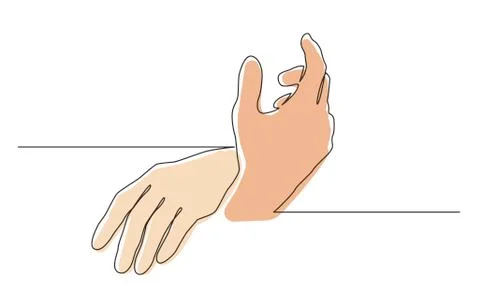 Continuous line drawing of two hands touching each other 스톡 일러스트