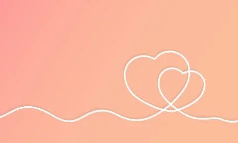 Continuous line drawing two hearts. Love concept. Valentines day. Vector on i Stock Illustration