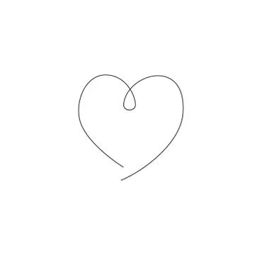 Continuous line drawing two hearts, Black and white vector minimalist illustr Stock Illustration