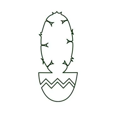 Continuous Line Drawing of Vector Cute Cactus Black and White Sketch House Stock Illustration