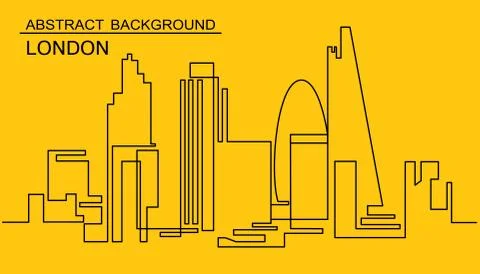Continuous Line Drawing of Vector skyline. One line style London cityscape Illustrazione stock