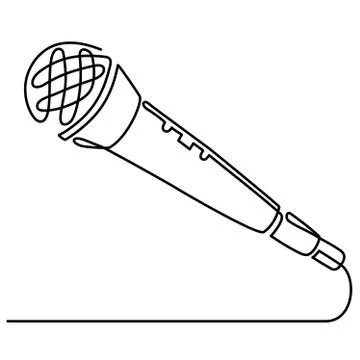 Continuous Line Drawing of Vector wired microphone icon thin line for web and Illustrazione stock