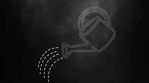 Continuous line drawing of watering can pouring water in minimalist style Stock Footage 321626882