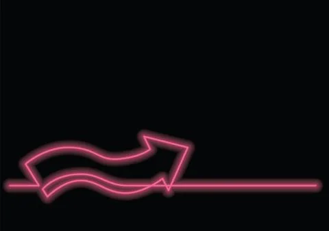 Continuous line drawing of wavy arrow with neon vector effect Stock Illustration