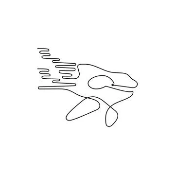 Continuous line drawing of whales. Hand drawn Vector illustration. Poster, gr Stock Illustration