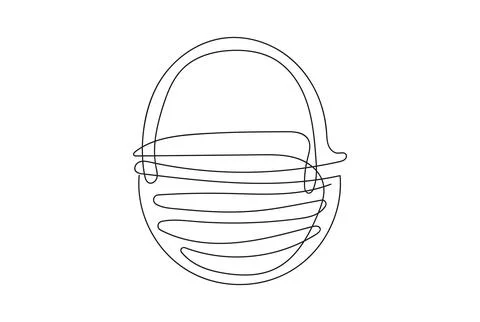 Continuous line drawing of a wicker basket with a handle. Vector illustration Stock Illustration