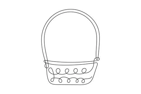 Continuous line drawing of wicker basket with a handle. Vector illustration Stock Illustration