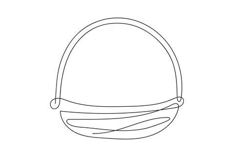 Continuous line drawing of a wicker basket with handle. Vector illustration Illustration