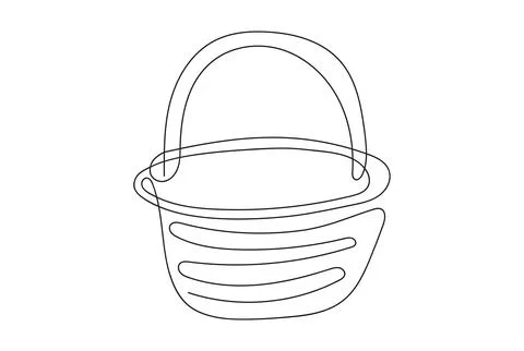 Continuous line drawing of a wicker basket with a handle. Vector illustrati.. Stock Illustration