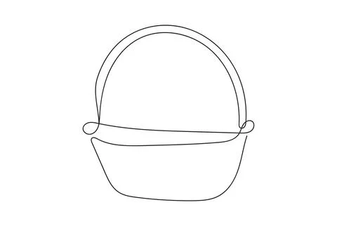 Continuous line drawing of a wicker basket with a handle. Vector illustrati.. Stock Illustration