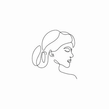 Continuous line drawing of a woman's face Vector illustration Stock Illustration