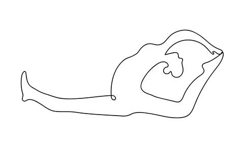 Continuous line drawing of women doing stretching Illustrazione stock