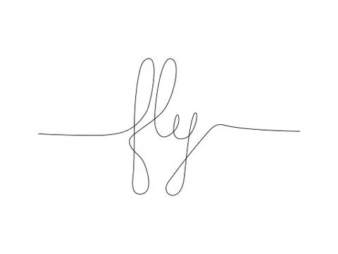 Continuous line drawing word FLY. Stock Illustration