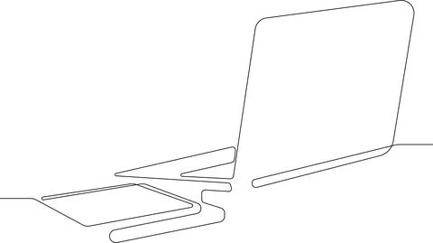 Continuous line drawing of a workspace Stock Illustration
