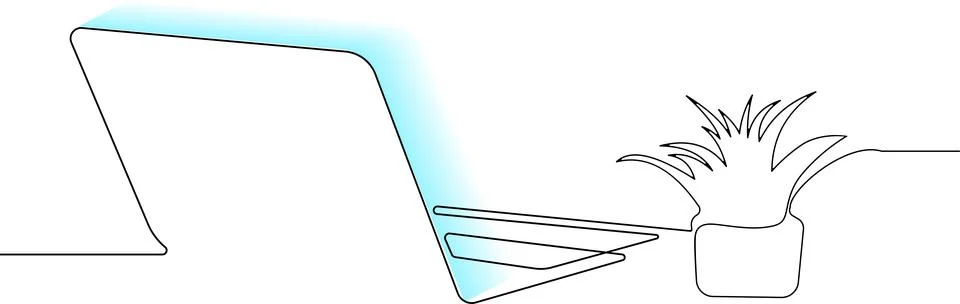 Continuous line drawing of a workspace Stock Illustration