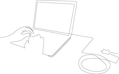 Continuous line drawing of a workspace Stock Illustration