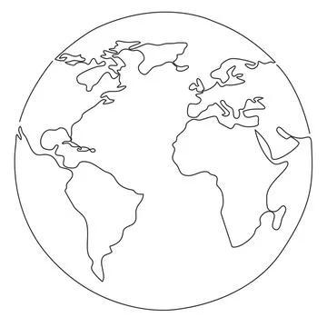 Continuous line earth globe drawing イラスト素材