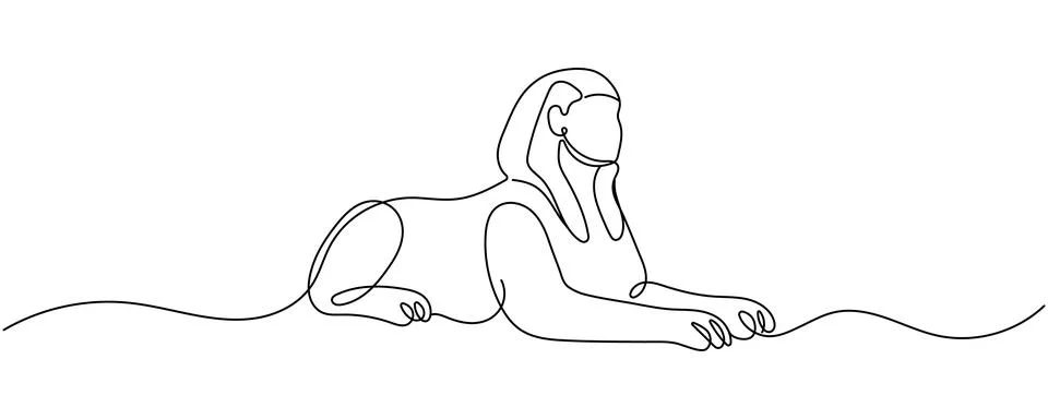 Continuous line Egyptian Sphinx icon representing ancient history and trave.. 스톡 일러스트