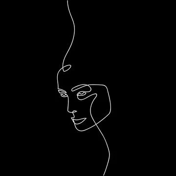 Continuous line envious face. Stock Illustration