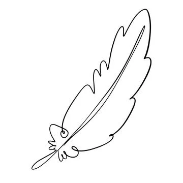 Continuous line feather logo. Vector hand drawn elegant Single line feather icon Stock Illustration