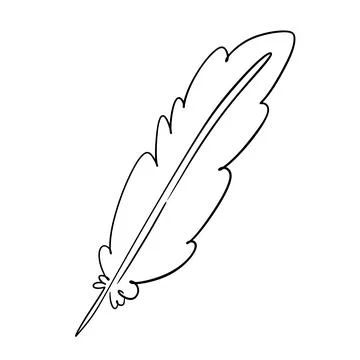 Continuous line feather logo. Vector hand drawn elegant Single line feather icon Stock Illustration