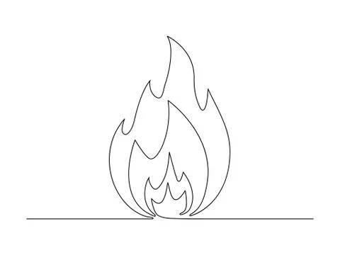 Continuous line fire flame vector. Stock Illustration