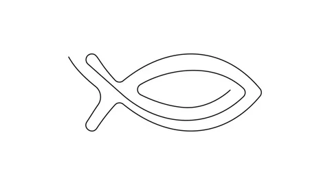 Continuous Line Fish Icon, Monoline Fishing Symbol, One Line Tuna Silhouette Stock Footage 250165590