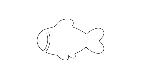 Continuous Line Fish Icon, Monoline Fishing Symbol, One Line Tuna Silhouette Stock Footage 250165591