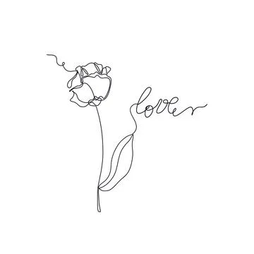 Continuous line flower Stock Illustration