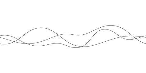 Continuous line in form curve wave, seamless abstract pattern. Wavy striped.. Stock Illustration
