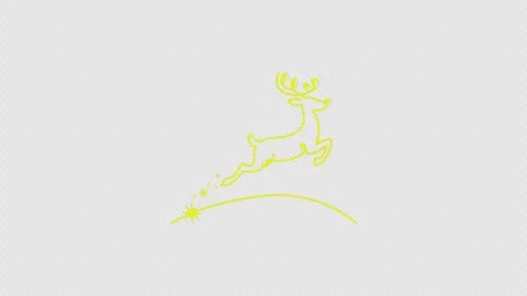 A continuous line forms a reindeer silhouette that runs and leaps across a c Stock Footage 319941129