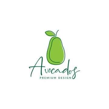Continuous line fruit fresh avocado green logo design vector graphic symbol.. Illustrazione stock