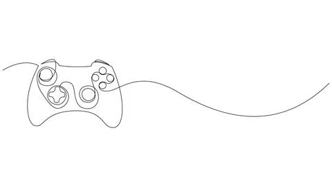 Continuous Line Gamepad with Copy Space Editable Stroke Stock Illustration