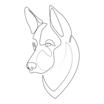 Continuous line German Shepherd. Single line minimal style Shepherd dog vector Stock Illustration