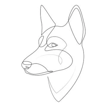 Continuous line German Shepherd. Single line minimal style Shepherd dog vector Stock Illustration