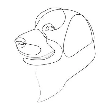 Continuous line Golden Retriever. Single line minimal style vector Labrador dog Stock Illustration