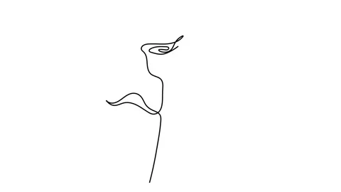 Continuous line hand drawing calligraphic vector flower with heart. Concept logo Stock Footage 147971987