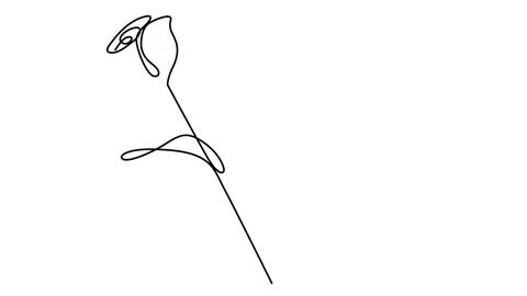 Continuous line hand drawing calligraphic vector flower with heart. Concept logo Stock Footage 149383398