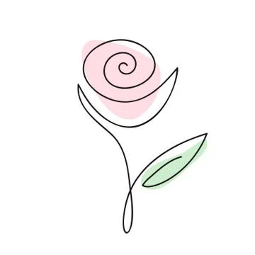 Continuous line hand drawing calligraphic vector flower rose concept logo beauty Stock-Illustration