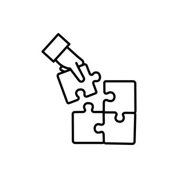 Continuous line of hand holding puzzle piece as a solution. Business matching Stock Illustration